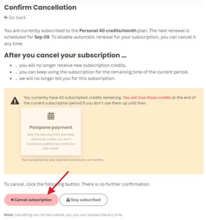 How do I cancel do not pay subscription?